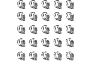 ZIPCCI Hose Clamp, 25 Pack Stainless Steel Worm Gear Fuel line Hose Clamps, 10-16mm (3/8-5/8 inch)