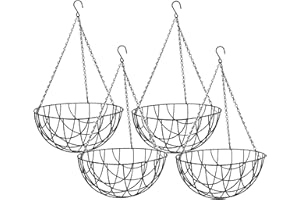 UNIBOS Aggloz | Flower Hanging Basket | 14 Inch Indoor & Outdoor Balcony Patio Hanging Basket | Outdoor Garden Flower Planter | Wire Basket | Great Decor Ideas | Garden Planters | Set of 4 (No of Basket x4)