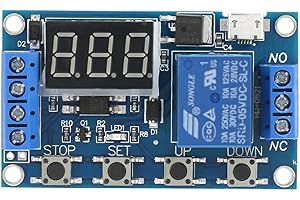 DEWIN Przekaźnik czasowy, DC 6 V-30 V, opóźnienie włączania/wyłączania, timer, przełącznik przekaźnikowy z wyświetlaczem LED, micro USB 5 V