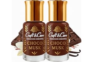 Craft & Care – Choco Musk Perfume Árabe Hombre & Mujer | Aceite Perfumado SIN ALCOHOL | Dulce Chocolate & Vainilla con Musk, Larga Duración, Portátil, Ideal para Layering (2 Unidades, Choco)