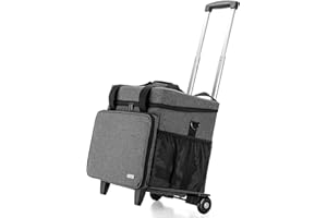 Luxja Rolling Teacher Tote Bag with Bottom Support Pad, Multifunctional Teacher Bag with Detachable Dolly (Patented Design), Grey