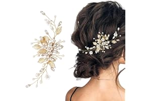 Hårhuvudbonader bröllop brud, guld hårkammar blomma, pärla huvudstycke brud kristall blad hårtillbehör, håraccessoarer för kv