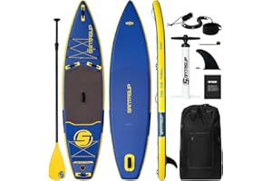 Santasup Stand Up Paddle Planche de Surf Sup Gonflable Complet Accessoires Paddle Gonflable Pagaie Réglable, Pompe, Tapis Antidérapant, pour Adultes Pompe, Sac à Dos de Voyage ISUP