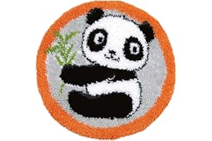 ROCKY&CHAO Myriad Choices Panda Knüpfteppich Kreuzstich Stickerei DIY Set 50x50cm Selber Machen Set Latch Hook Kit für Kinder und Erwachsene zum Selber Knüpfen