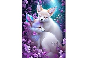 Lxmsja Diamond Painting Adulte, Diamond Painting Renard, Broderie Diamant Kit Complet, DIY Peinture Diamant Strass Point de Croix Cristal Painting pour Murale Décoration 30x40cm