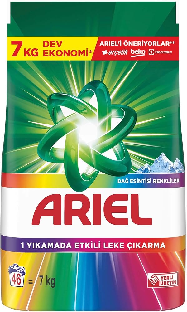 Ariel Dağ Esintisi Renkliler Toz Çamaşır Deterjanı 7 Kg 46 Yıkama