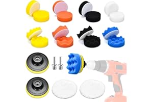 JOYSAL kit lucidatura auto, Set di 22 spugne per lucidatur, tampone lucidatura auto 80mm, Kit di lucidatura per ceretta lucidatura con Adattatore per Trapano e Cuscinetti per Ceretta in Lana