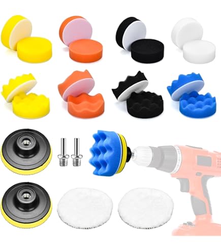 Lot De 12 Tampons De Polissage En Laine Pour Voiture - Diamètre 75 Mm - Avec Adaptateur M10 Pour Perceuse Ou Polisseuse