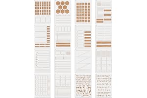 MWOOT 16 Piezas Journal Stencils Diario Plantillas Pintura, Reutilizable Planificador Journal Template Kit, DIY Letras Dibujo Plantillas para Pintar Scrapbooking Calendario Decoración (14.8x21CM)