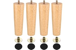 AIOUHMYM 4 Stück 15cm Möbelfüße Holz Tischbeine Holz, Möbelbeine Massivholz, Konisch Ersatz Sofafüße Holzbeine, Tischfuß, Holz Schrankfüße für Sofa Stuhl Bett Stühle Schrankbeine Couch Füße Kommodenfüße