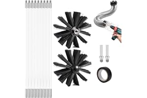 UPTVIN Kaminbürste 14 Juego de cepillo de chimenea,9 cepillo de tubo de horno 41cm,2 cepillo de barrido de chimenea 150cm,2 postes hexagonales,1 cinta de rollo de negro,utilizable con destornillador,tuberías