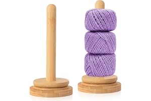 PRITOK Porte-fil Dérouleur de laine : 2 pièces Dérouleur de laine Porte-pelotes de laine en bois, Bois Dérouleur de laine rotatif avec roulement à billes, bigoudis de laine, support de bobine de laine