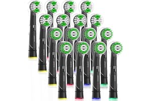 JARUBEKIL Cabezal de cepillo de dientes con tapa compatible con Oral B Pro 1 3 Junior Kids Vitality Pro Pro-Expert cepillo de dientes eléctrico 4 Sensitive 4 Precision (16 negro, 16 negro)