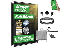 800W Balkonkraftwerk Komplettset mit 400W Black Frame Solarmodule und Neu Generation Upgradefähiger 800W Deye WIFI Wechselrichter mit Relais