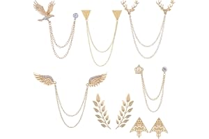 Zaky 7 pares de broches, accesorios de palacio, retro, con patrón hueco, para camisa, hebilla, triángulo y simple, elegante, de doble hoja, broche dorado y plateado para plantas, Zinc