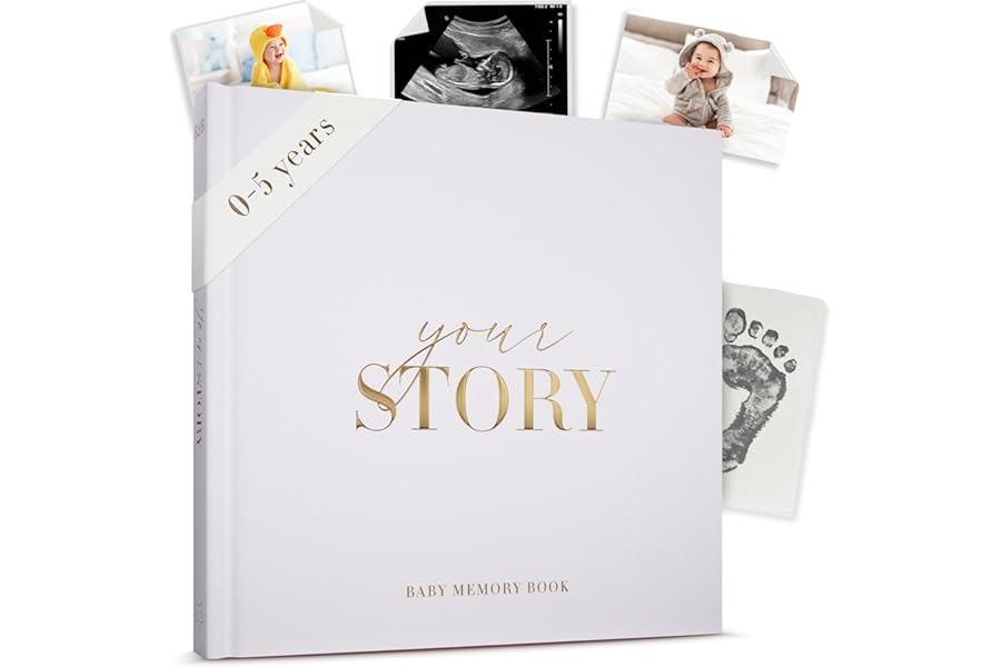 Baby Memory Book - Photo Journal for Boys or Girls | From Birth to Age 5 | New Baby Gift, Milestone Tracker, Scrapbook, Newborn Photo Album