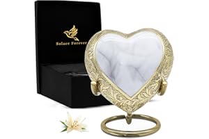 SOLACE FOREVER White Heart Urn - Heart Cremation Urn for ashes with Stand & Box - Mini Keepsake Urn for human ashes - Honour Your Loved One with Small White Urn Heart Shaped - Heart Shape Urn For Ashes Men & Women