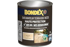 BONDEX - Saturateur Terrasse Bois Intérieur & Extérieur - Idéale pour Rénover, Décorer et Protéger - À Base d'Eau - Haute Protection - Anti-UV, Anti-Grisaillement - Mat - 1L - Incolore