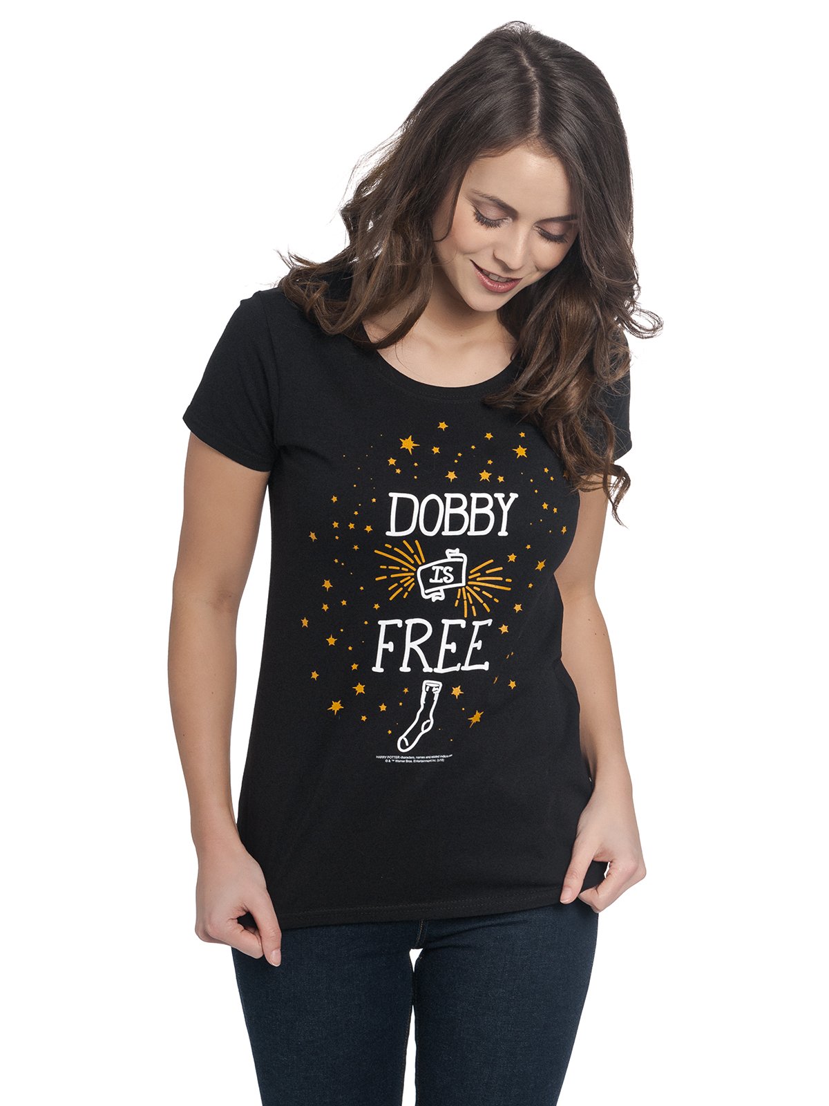 HARRY-POTTER-Dobby-is-Free-Girl-Shirt-schwarz-M