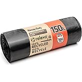 Relay Trash Bags, Heavy Duty, 100 kg, 100% Recycled and Leakproof, 150 L Capacity