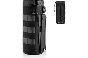 NAAPESI Molle Porte-bouteille d'eau pour sac à Dos, Poche de Cruche à Eau Militaire,Poches de Sac à Dos de Randonnée pour Bouteille d’Eau,Porte Bouteille en Nylon Réglable,pour Camping Randonnée (Noir)