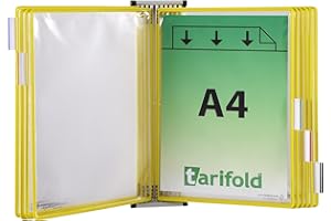 DJOIS Tarifold Fr 414104 – Support Kit Mural document Tarifold métal, 10 pochettes A4 Jaune, Présentation documents