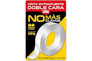 NOU PRIME 10 Metros Cinta Doble Cara Extrafuerte Transparente y Reutilizable Resistente Al Agua, 2 Rollos Nano Tape Fita Cola Dupla Face. Cinta Adhesiva Doble Cara Extrafuerte Adhesivo Doble Cara Extrafuerte