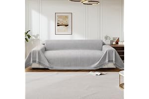 LiveGo Sofa Cover for 3 Seater, Chenille Non-Slip Slipcover for Sofa, All-Season Couch Cover for Dogs, Sofa Loveseat Covers Futon Cover L Shaped Sofa Cover with Tassel (Grey 180 * 260cm)