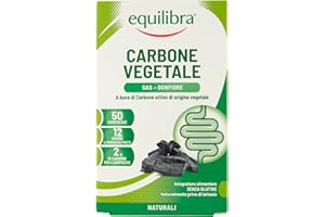 equilibra Integratori Alimentari, Carbone Vegetale, Integratore a Base di Carbone Vegetale, Contribuisce alla Riduzione dell’Eccessiva Flatulenza Postprandiale, 50 Compresse