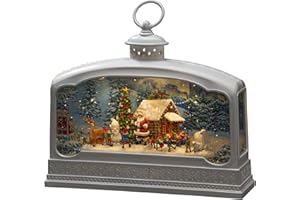 Konstsmide Latarnia wodna LED, "Mikołaj ze zwierzętami", biała, wypełniona wodą, możliwość wyboru funkcji zasilania, z timerem 5 h, 3 diody w kolorze ciepłej bieli, zasilanie bateryjne i USB, do