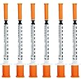Shudyear 50 Pack 1ml 0.3x13mm Syringe 30G, Plastic Multiple Uses Measuring Tools, 1ml Syringes With Cap, dispensing measuring tool, laboratory accessories, individually sealed packaging (50)