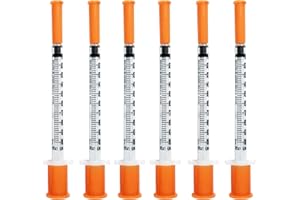Shudyear 50 Pack 1ml 0.3x13mm Syringe 30G, Plastic Multiple Uses Measuring Tools, 1ml Syringes With Cap, dispensing measuring tool, laboratory accessories, individually sealed packaging (50)