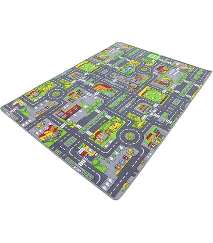 Kinderteppich 'Rennstrecke' Mit Karierter Flagge – 160x100 Cm, 3D-Design, Rutschfeste Unterseite Für Spielzimmer