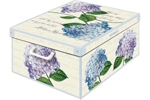 Lavatelli Collection Ortensia Hortensias Boite de Rangement avec Couvercle, Boite en carton, Rangement Vetement,Rangement Chambre, Bureau, Panier de Rangement, Organisateur Tiroir, Boite Cadeau,MEDIUM