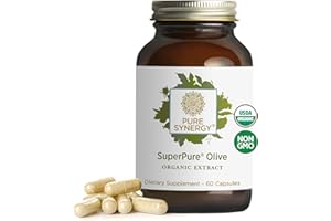 PURE SYNERGY SuperPure Olive Extract | Olive Leaf Extract Capsules | Organic Olive Leaf Supplement with Olive Oil Polyphenols | for Heart, Brain, and Immune Health (60 Capsules)