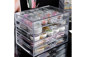 GUOLICH 5-poziomowe pudełko do przechowywania do dekoracji paznokci przezroczyste akrylowe ozdoby paznokci biżuteria akcesoria pudełko do przechowywania półka stojak na biżuterię kosmetyczną