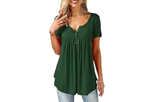 Beluring Women Casual V Neck Pleated Tunic Tops Shirts Blouse