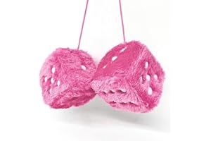 IANDHY Fluffy Dice for Car, Pink Soft Plush Dice with White Dots, Car Mirror Hanging Accessories for Interior Decoration, Cute Car Accessories for Women and Gift Shoppers
