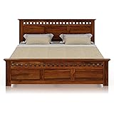 DEVKI INTERIORS Crafter Sheesham Wood Queen Size Bed - A Solid Wooden Bed Without Storage - Double Bed Furniture for Bedroom 