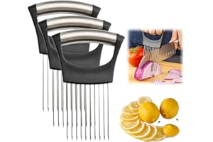 CLRZOL Porta fette di cipolla in acciaio inossidabile, nuovo porta cipolle per affettare, affettatrice per limone, tagliaverdure, utensile per tagliare patate, utensili da cucina per la casa (3 Pcs)
