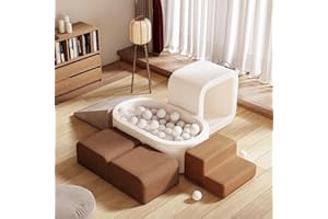 BanaSuper Bloques de Espuma para Niños con Piscina de Bolas, Equipo de Juego Blando para Niños Pequeños, Climb & Crawl Parque Infantil de Espuma, Juguete Montessori Piscina de Bolas (Sin Pelotas)