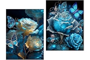 VIART Flowers Diamond Painting Kits 2 Pack-Butterfly Diamond Art Kits,5D Diamond Painting Kits for Adults Kids Beginners for Gift Home Wall Decor(2 Pack,12x16inch)