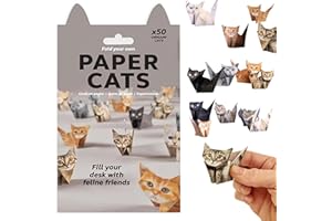 DEJIN Paper Cats Origami Kit, 50 Sheets DIY Fold Your Own Paper Cat Figures, Creative 3D Cat Craft Activity for Adults & Kids