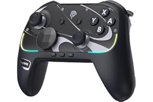 EasySMX Manette Switch2/Switch, Manette PC Sans Fil avec Coque Magnétique/Fonction Réveil/Vibration HD/NFC/RGB/Gyroscope, S10 Contrôleur Smartphone pour Switch 2/Switch/PC/Android/iOS, Noir