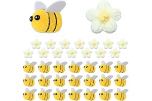 Scinzene 42 Stück Bienen Deko, 30 Stück bienen, mit 12 Gelb Häkelblumen, Biene Deko, Deko Bienen, Entzückende Filzbienen, Bienen Kostüm Accessoires, Für Handwerk Diy Dekoration, Kleidung Dekorationen