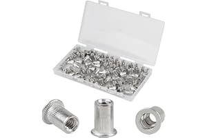 CPROSP 105 Pezzi Rivetti Filettati Alluminio M6 con Scatola Portaoggetti, 9 mm Dado per Rivetto M6, Dadi per Rivetti Ciechi per il Fissaggio dei Mobili, Ottimi Rivetti in Alluminio