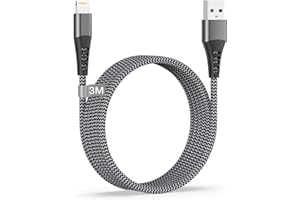 TEIONE Câble iPhone 3M [Certifié MFi], Cable Chargeur iPhone 3M Long Nylon Câble Lightning USB Cordon iPhone Fil pour iPhone 14 13 12 11 Pro Max/XS/8/7/6/SE