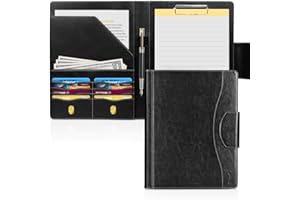 Portfolio Padfolio Case, Skycase Business Portfolio Folder, Resume/Conference/Legal Document Organizer with Letter/A4 Size Clipboard, Business Card Holders, Document Sleeve, Black