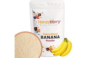 HONEYBERRY Poudre de Banane Lyophilisée 100g - Poudre de Fruit Lyophilisé - Banane en Poudre Déshydratée - Banane Séchée Poudre pour Smoothies, Yaourt et Desserts - Poudre de Fruit Naturelle et Sans Additifs