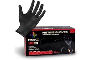 STAR BOX Gants Jetables en Nitrile - Haute Résistance, Sans Latex, Pack de 100 pcs, Taille M/L/XL, Pour Usage Professionnel et Domestique (M)